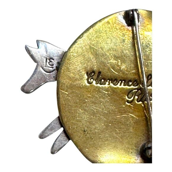 Vintage Navajo RARE Clarence and Russell Lee Sterling Silver Running Fox Brooch - Picture 7 of 7